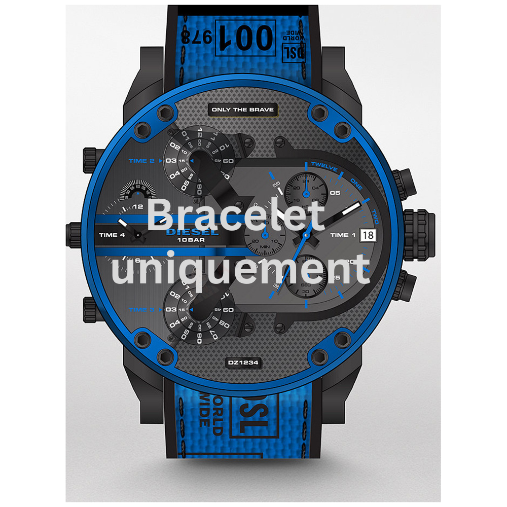 Bracelet textile sur caoutchouc bleu Diesel - MR DADDY 2.0/ DZ7434-Bracelet Montre Diesel-AtelierNet