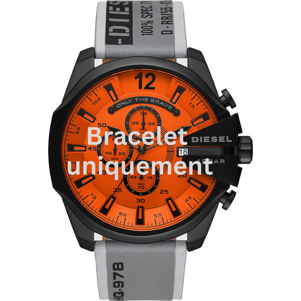 Bracelet leather grey Diesel - MEGA CHIEF / DZ4535-Bracelets de montres-AtelierNet