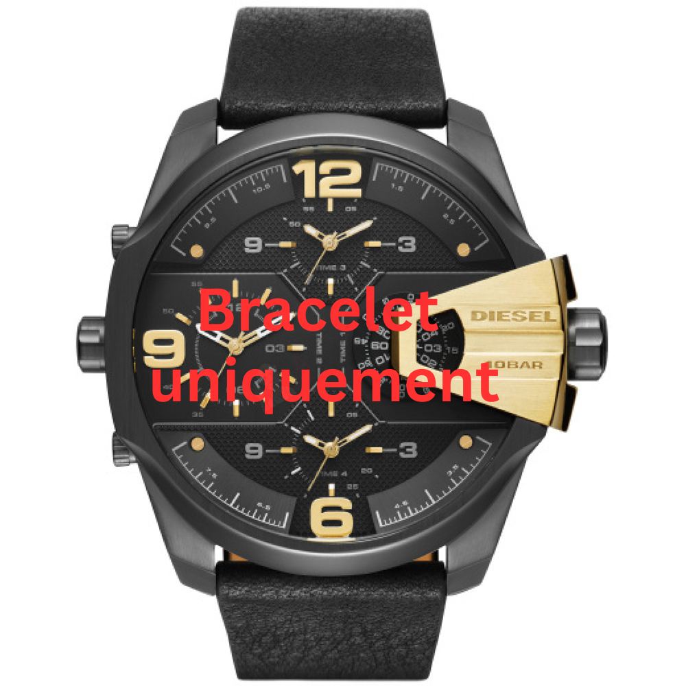 Bracelet cuir noir Diesel - UBER CHIEF / DZ7377-Bracelet de montre-AtelierNet