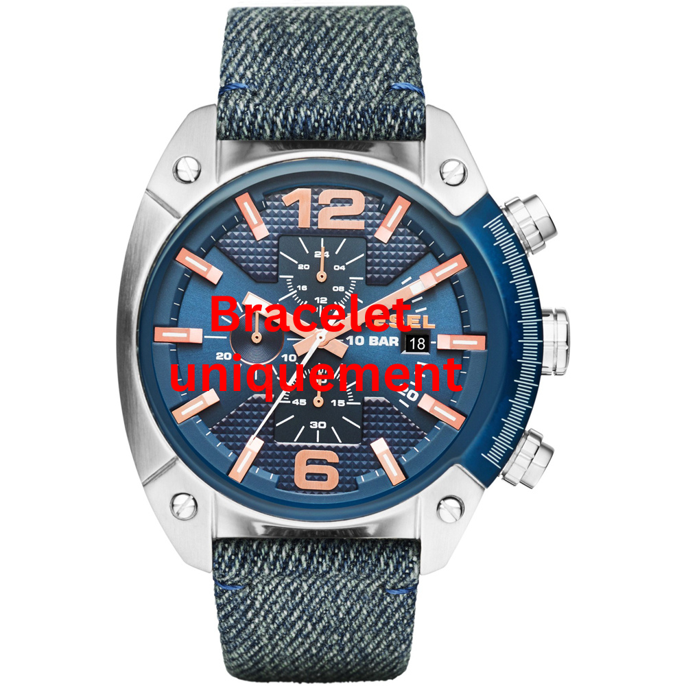 Bracelet textile on leather blue Diesel - OVERFLOW / DZ4374 - DZ4480-Bracelets de montres-AtelierNet