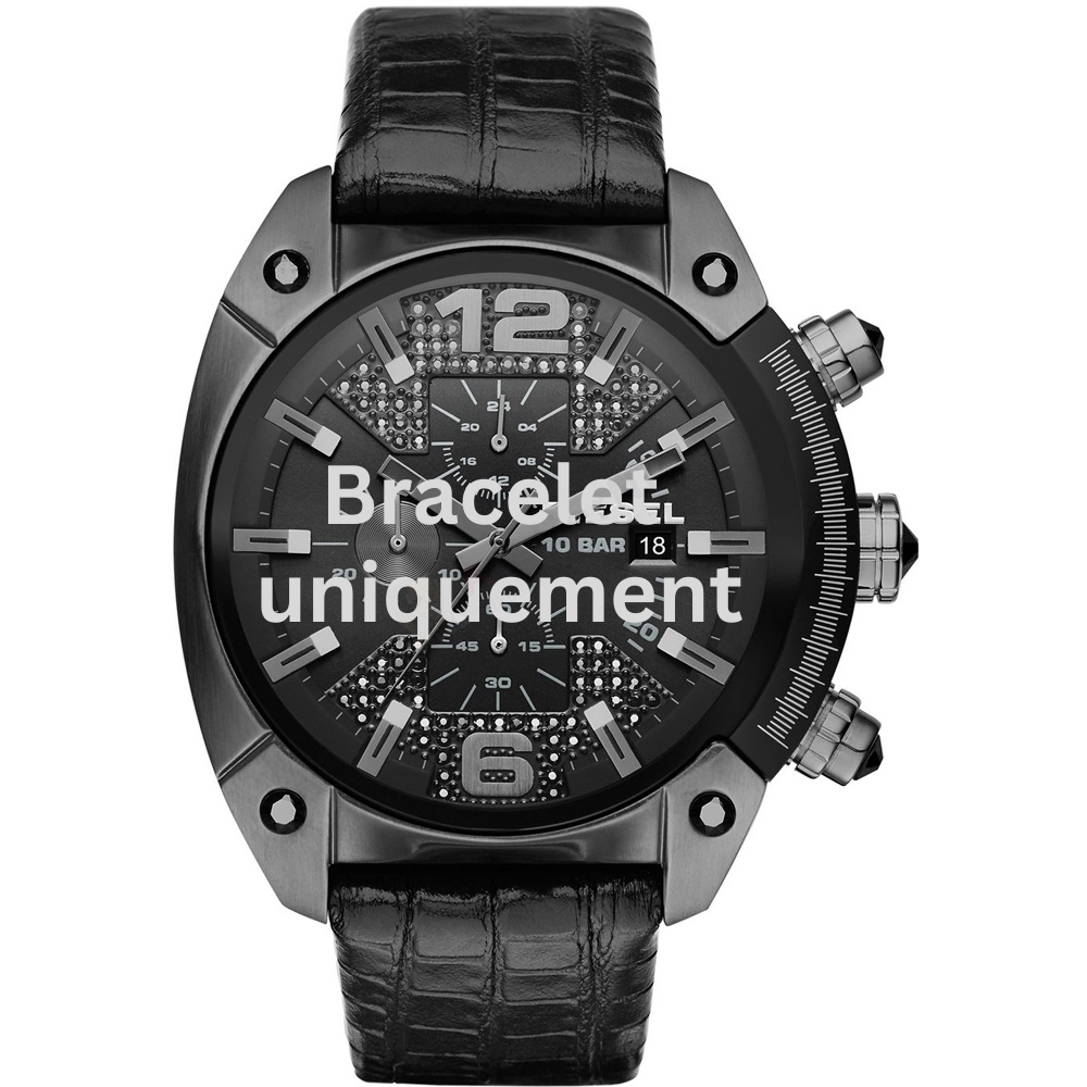 Bracelet cuir noir Diesel - OVERFLOW / DZ4372-Bracelet Montre Diesel-AtelierNet