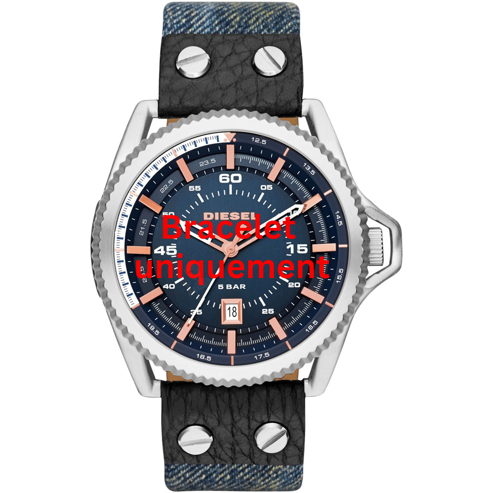 Bracelet textile on leather blue Diesel - ROLLCAGE / DZ1727-Bracelets de montres-AtelierNet