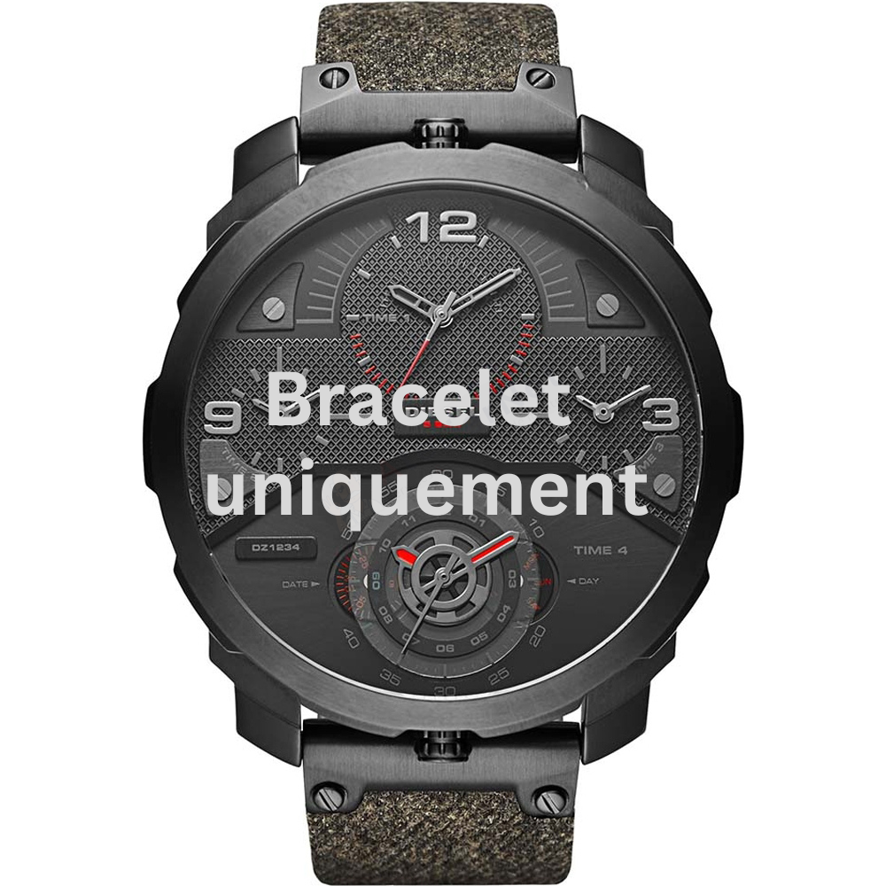 Bracelet textile on leather grey Diesel - MACHINUS / DZ7358 - DZ7382-Bracelets de montres-AtelierNet