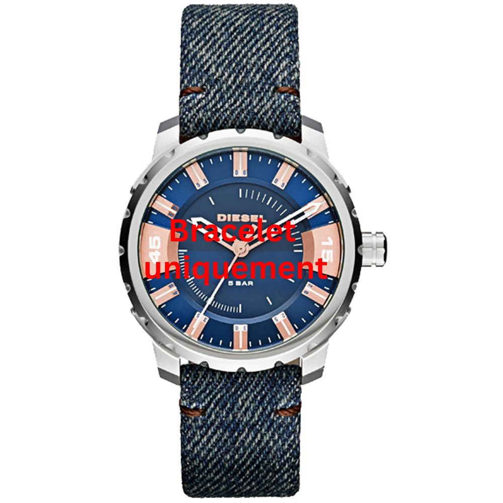 Bracelet textile on leather blue Diesel - STRONGHOLD MEDIUM / DZ1722-Bracelets de montres-AtelierNet