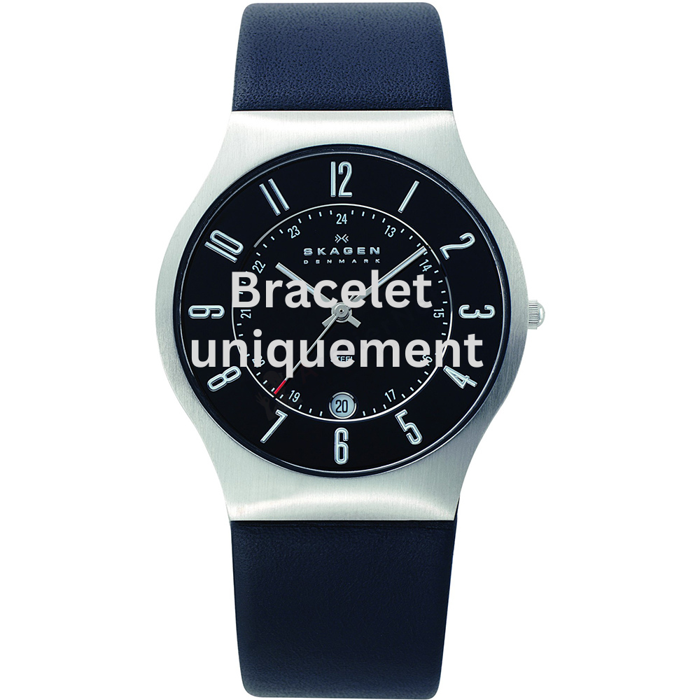 Bracelet cuir noir Skagen - GRENEN / 233XXLSLB - 233XXLSLCB - 233XXLSLN - 233XXLSLC - 233XXLSLR-Bracelet de montre-AtelierNet