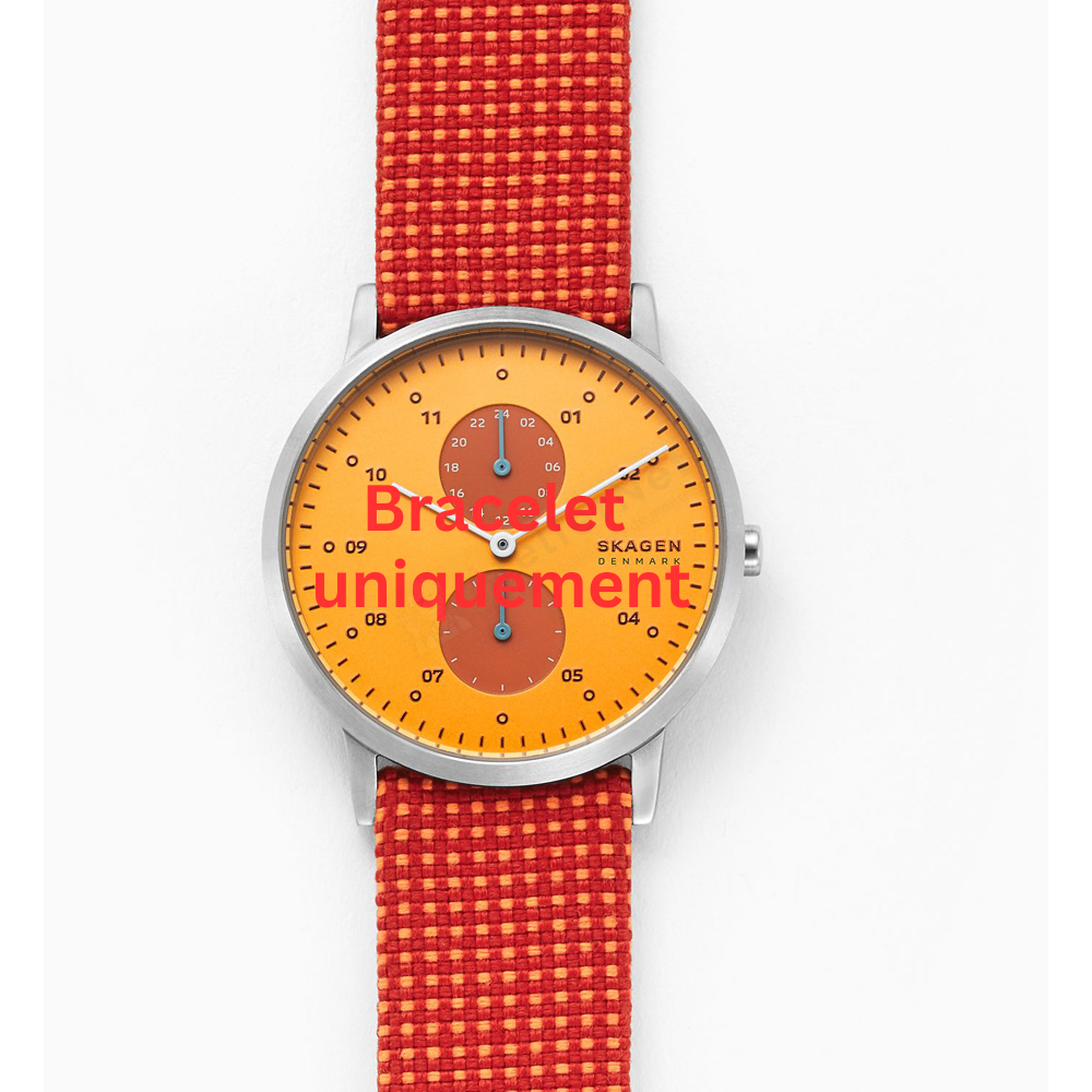 Bracelet textile on leather orange Skagen - KRISTOFFER / SKW6527-Bracelets de montres-AtelierNet